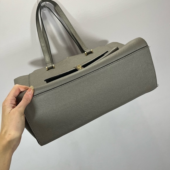 Kate Landry Grey Coated Canvas Large Shoulder Tote Bag Purse - Picture 5 of 13